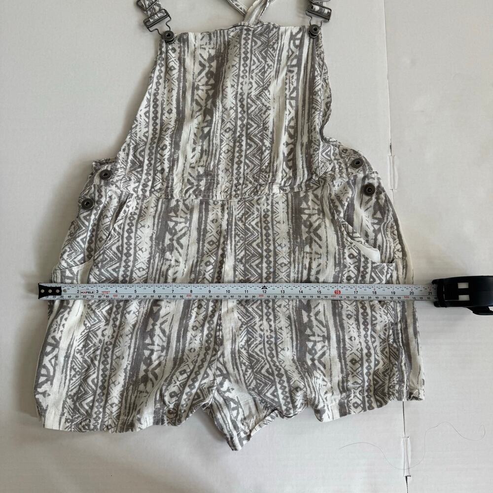 Linen Large Gray White Boho tribal overall jumper romper shorts playsuit Cali - Picture 6 of 12